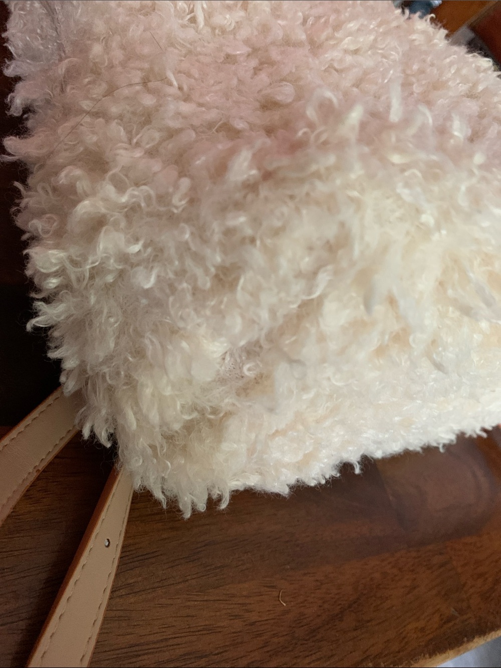 a new day Cream Shearling Backpack with Tan Handles - Picture 6 of 6